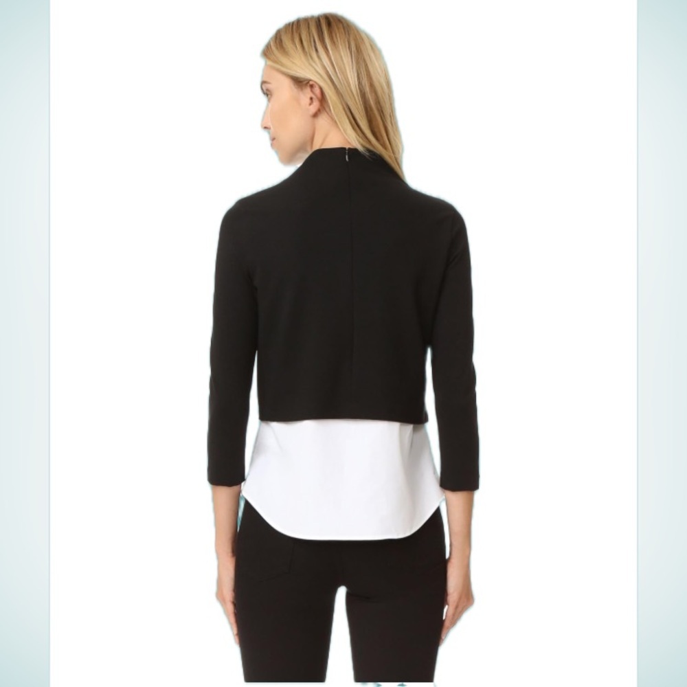 Theory Gracila FX Ponte layered blouse. Black/white. Size M. - Picture 3 of 9
